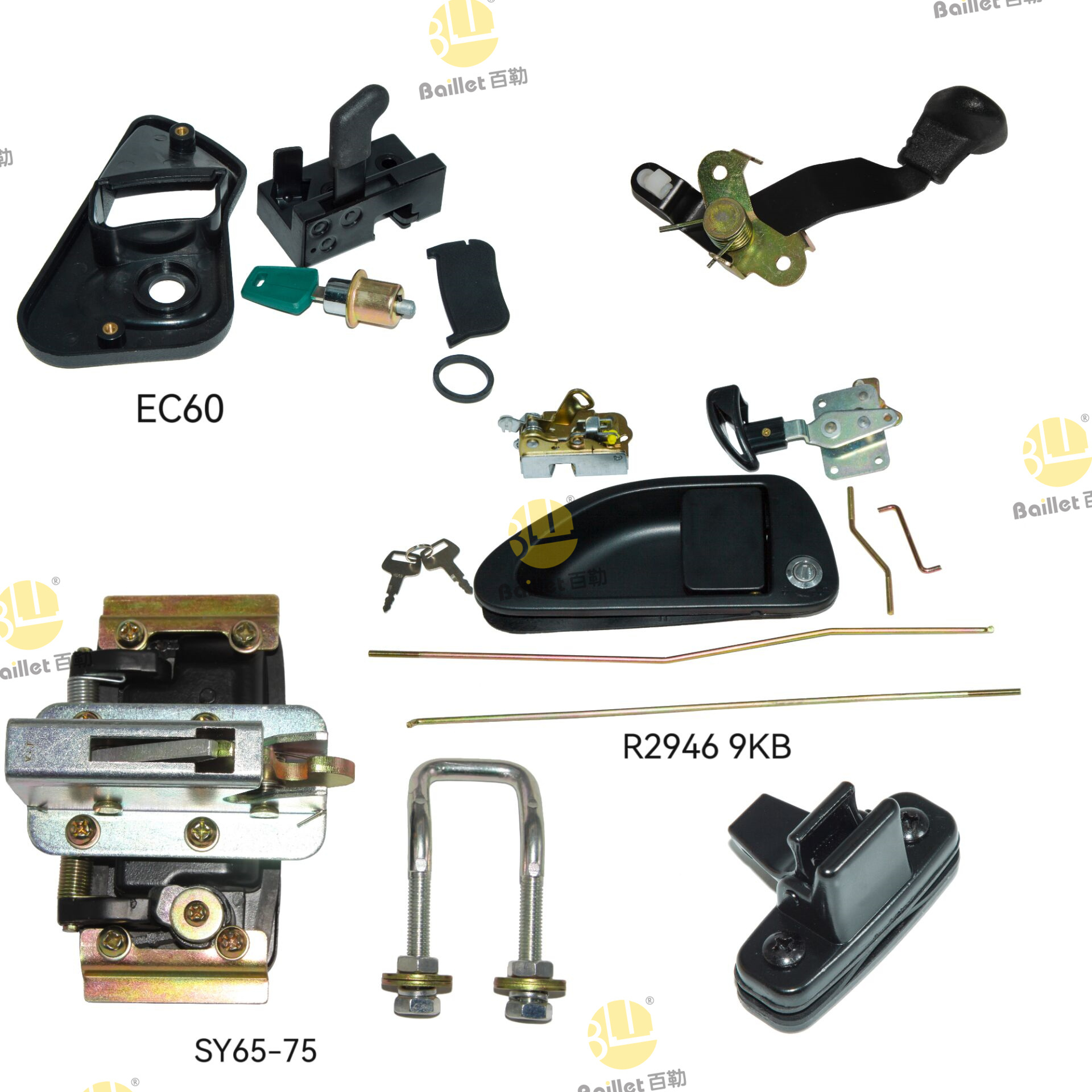 100% New Machinery Parts Excavator Cabin Side Door Lock Operator Cabin Lock Set EC210 Excavator Hood Door Lock Assy