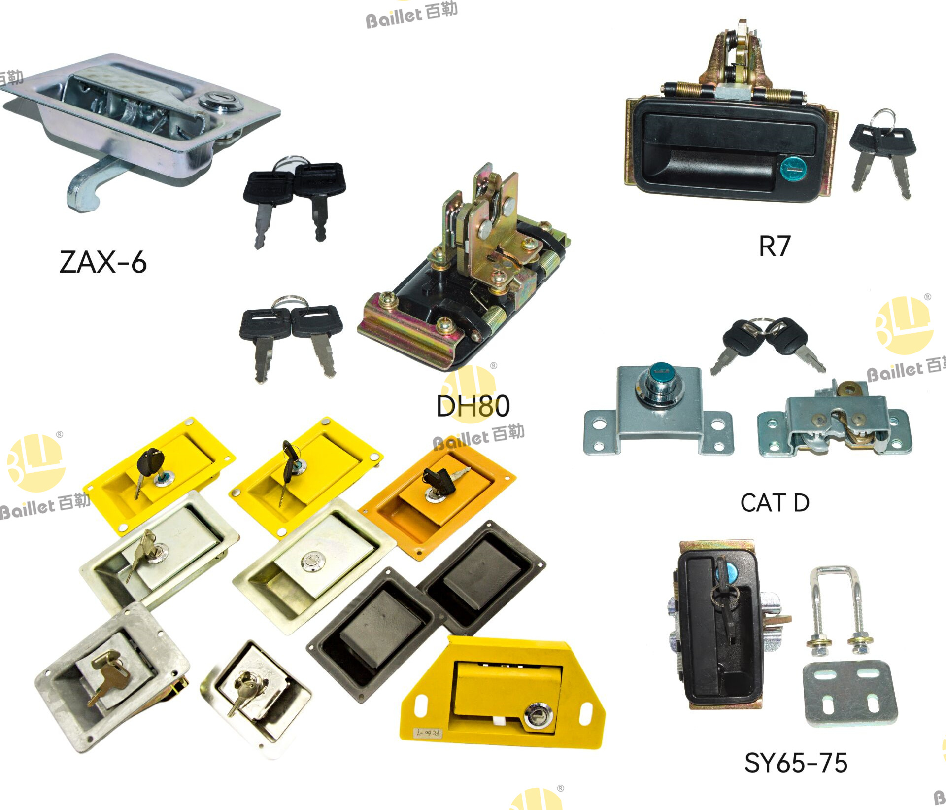 100% New Machinery Parts Excavator Cabin Side Door Lock Operator Cabin Lock Set EC210 Excavator Hood Door Lock Assy