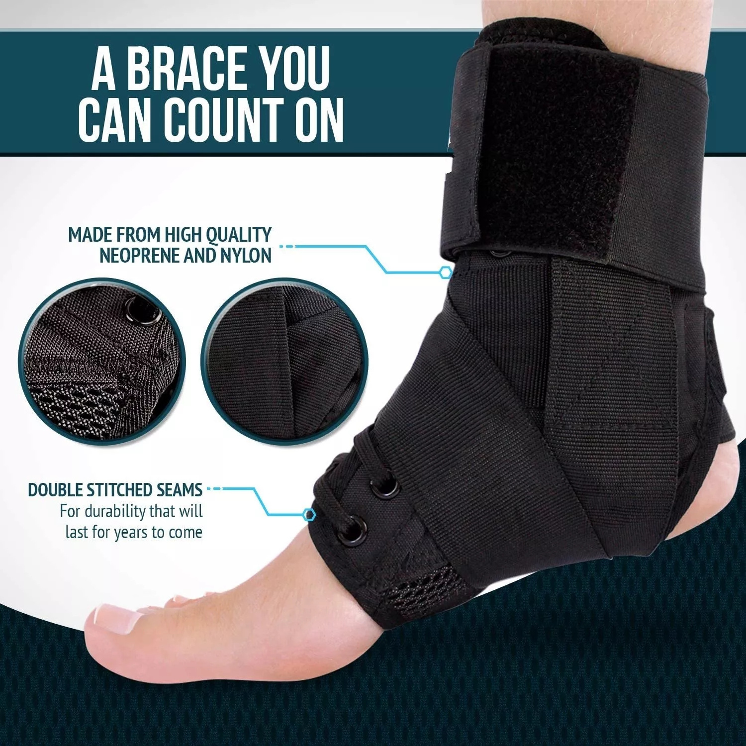 Adjustable Lace Up Protector ankle foot support orthosis brace for sprains Orthopedic ankle brace wraps