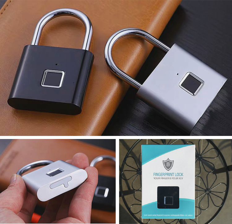 2024 New High Quality Security Fingerprint Smart Travel Luggage Gym Locker Cabinet Fingerprint Padlock Keyless Unlock Padlock