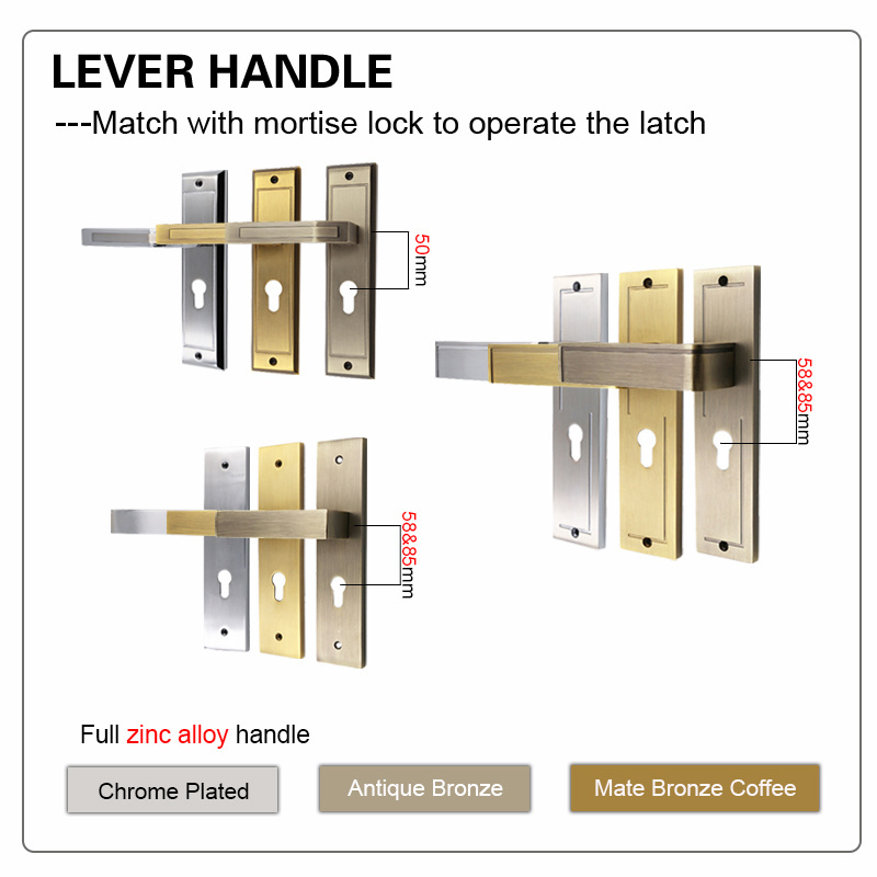 Zinc Alloy High Security Wood Door Lock Hole Mortiser Large Mortised Door Locks And Lever Handles