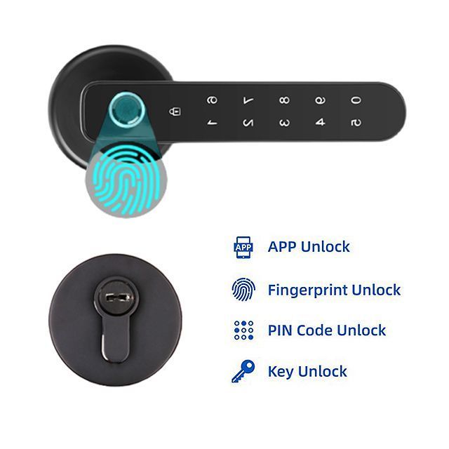 Electronic Fingerprint Recognition Keyless Entry Smart Door Locks With Touch Screen Lever Handle TTlock Mobile APP Door Smart Lo