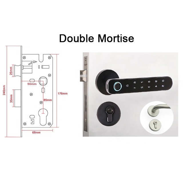 Composite Smart Shed Tenon Matte Black Lockitron Lock Finger Lock Front Door Touch Handle Smart Lock Battery Storage