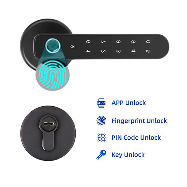 Composite Smart Shed Tenon Matte Black Lockitron Lock Finger Lock Front Door Touch Handle Smart Lock Battery Storage