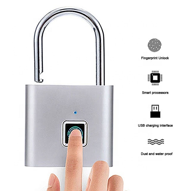 Waterproof Anti-theft Ip65 Smart Digital Alarm Fingerprint Pad Lock Smart Biometric Fingerprint Padlock