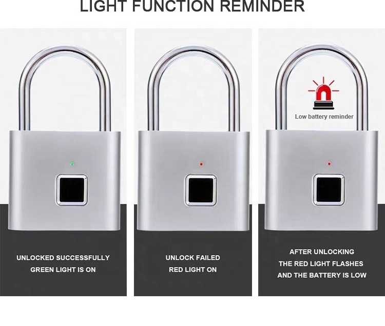 Waterproof Anti-theft Ip65 Smart Digital Alarm Fingerprint Pad Lock Smart Biometric Fingerprint Padlock