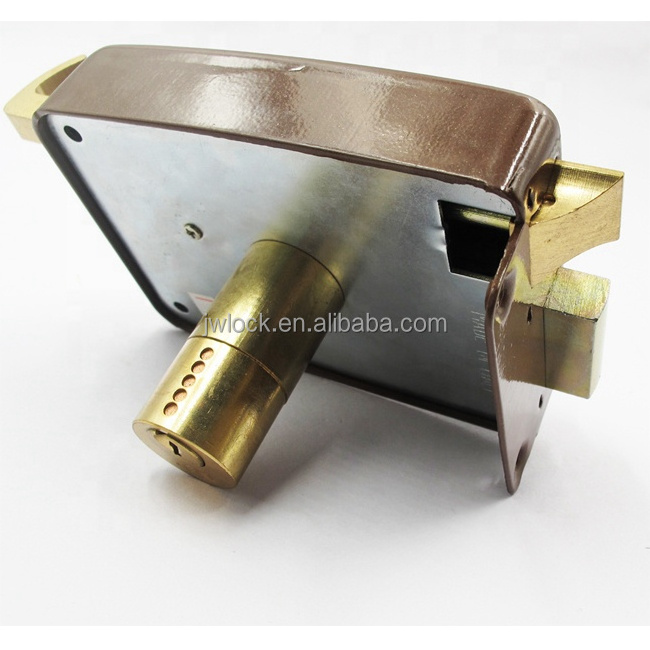 Full Brass Cylinder Iron Latch Lock Rim Lock With Key Jiangsu Manufacturer Front Gate Lock With Brass Iron Keys Surface Finish