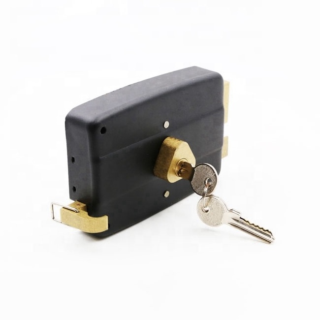 kufuli ya mlango Brass Night Latch Rim Dead Lock Double Handle Old English Vintage Style Shed Garage Door lock