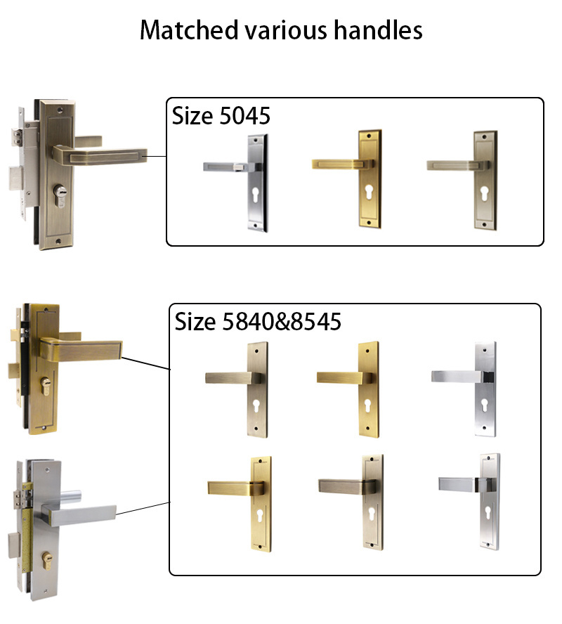 French Zinc Alloy Ordinary Mortise Door Lock For Fire Wooden Door Mortising Machine Lock Set