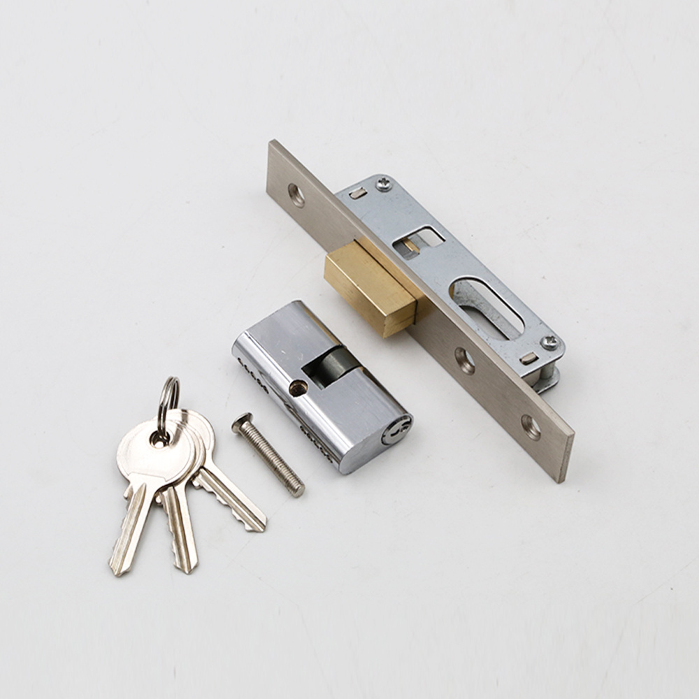 Euro Standard Fire Proof Brushed Brass Stainless Steel 304 Lock Deadbolt Lockbody Brass Latch With Cylinder Hole