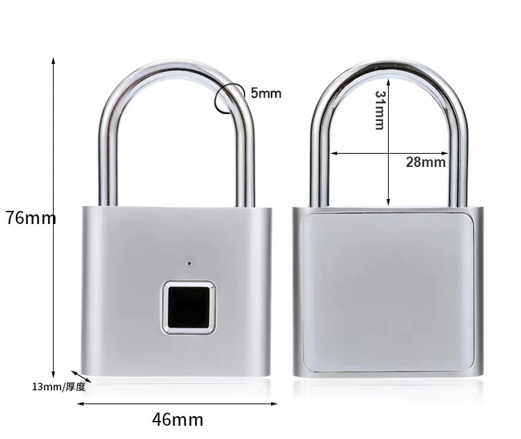 Traveling Portable Rechargeable Battery Smart Fingerprint Padlock For Handbag Luggage Door Lock China Manufactures Zinc Alloy