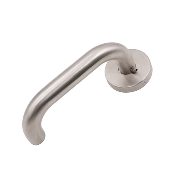 Silvery Privacy Door Split Lever Handle Push Bar With Lever Handle Connect Stainless Steel Lever Handle Lock Set Polished Finish