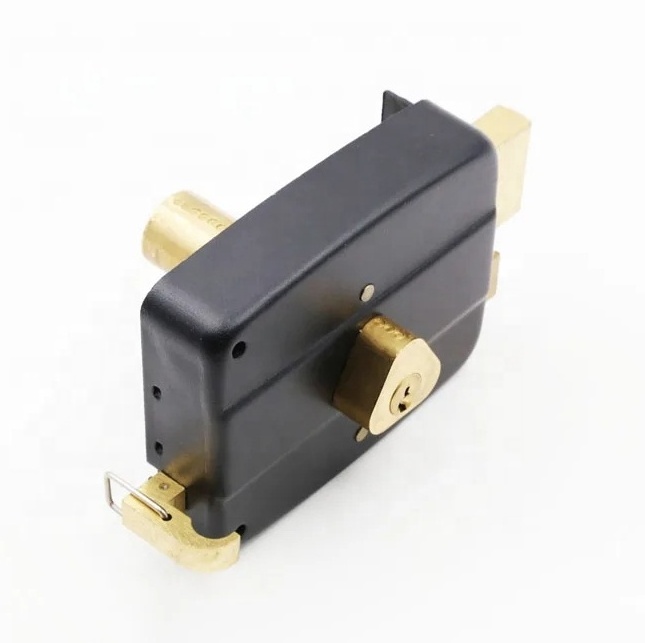 High Quality Door Lock Gate 540 Rim Lock Black Full Brass Cylinder Hot Selling Design Square Deadbolt Customizable Logo