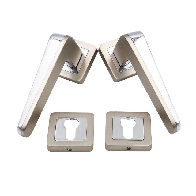 Uk Style Silver Mortice Split Handle And Wooden Door Handle Set Keyed Entrance Keyless Entry Door Sets Lever Handle Door Lock