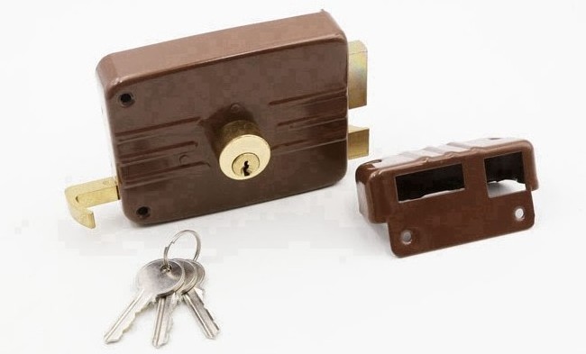 High Quality Outdoor Lock Double Side Rim Lock Door Key Metal Deadbolt Door Gate Lock Full Brass Cylinder Red Color