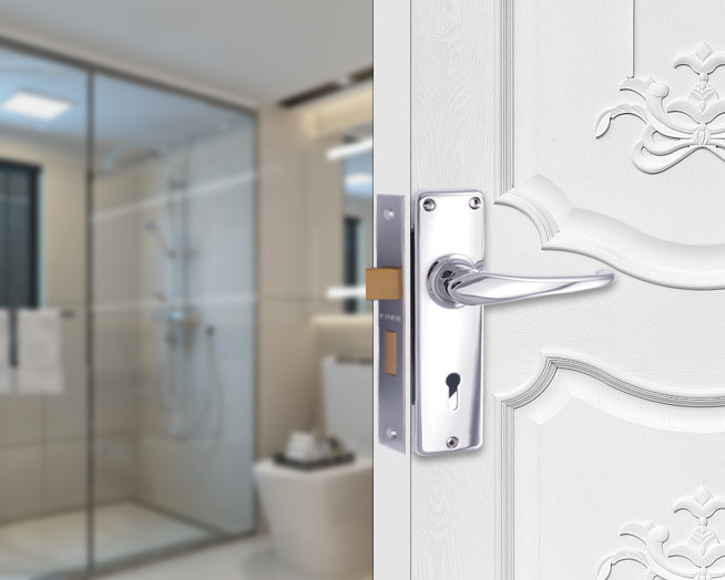 Modern Bathroom 2 Lever Handle Lock Double Iron Aluminum Latch 2 Lever Mortise Lockset Supplier Door Lever Handle Lock Set