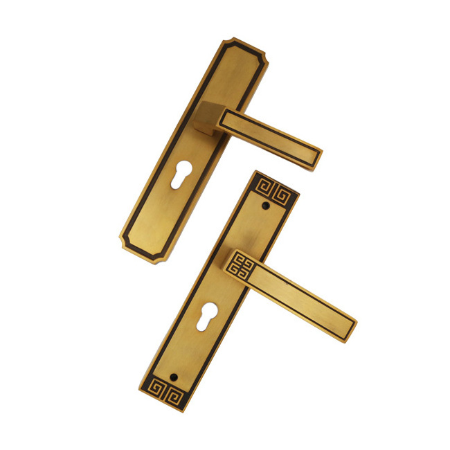 Gold Modern Hardware Internal Round Square Front Luxury Interior Wood Door Lock Handle Zinc Alloy Lever Handle