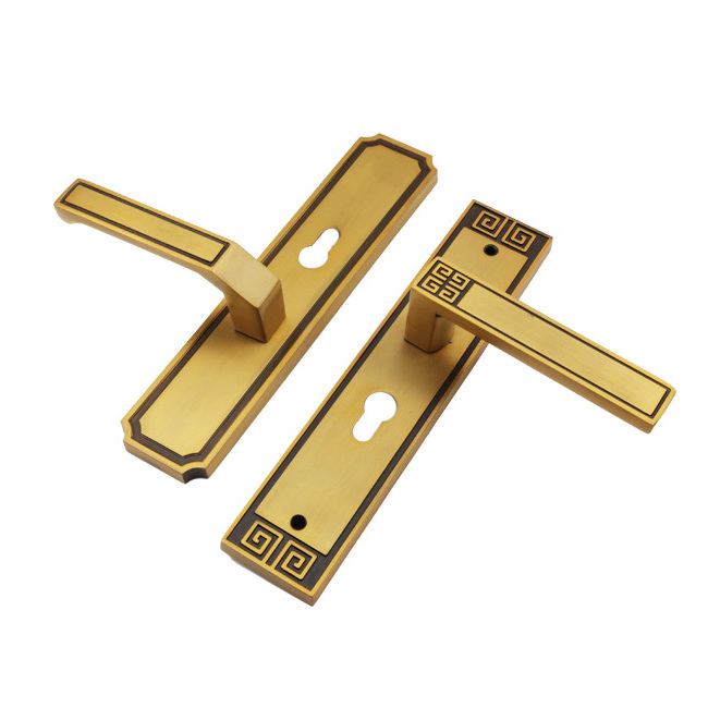 Gold Modern Hardware Internal Round Square Front Luxury Interior Wood Door Lock Handle Zinc Alloy Lever Handle