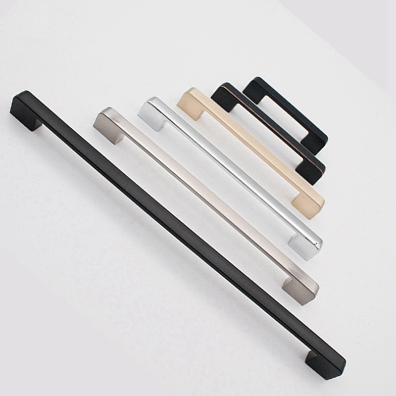 Simple Fashion Modern Full Zinc Alloy Cabinet Drawer Door Handle Black Dresser Luxury Shoe Cabinets Pull Furniture Hardware