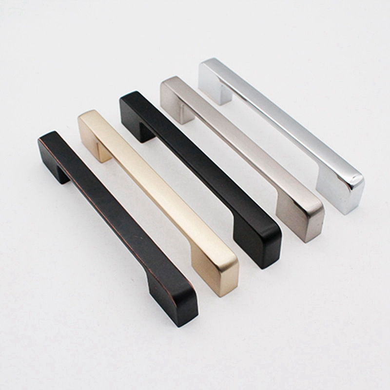 Simple Fashion Modern Full Zinc Alloy Cabinet Drawer Door Handle Black Dresser Luxury Shoe Cabinets Pull Furniture Hardware