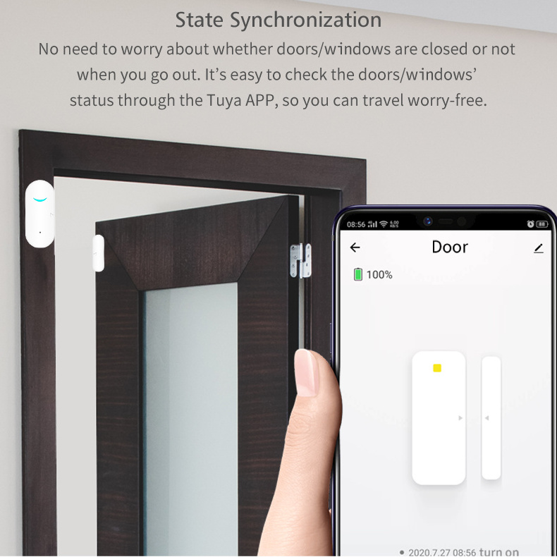 Tuya Smart Home Alarms Wifi Door Window Sensor Door Open/Closed Detector With APP Notification