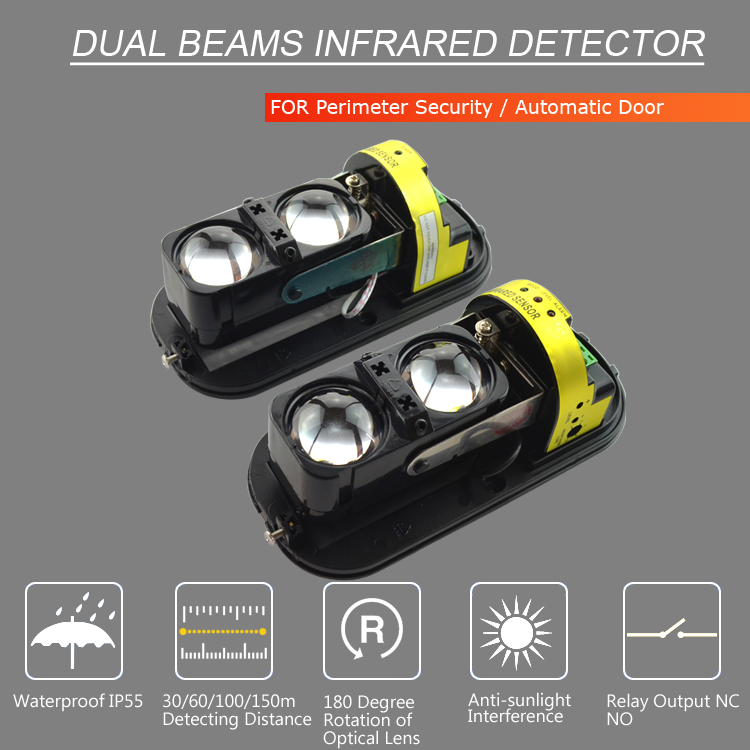 Perimeter Security Intrusion Detection Dual Beam Infrared Barrier IR Beam Detector