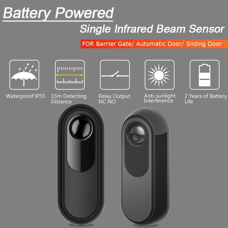 Wireless 15m Waterproof Battery Operated Infrared Safety Photocell Beam Sensor For Automatic Sliding Door