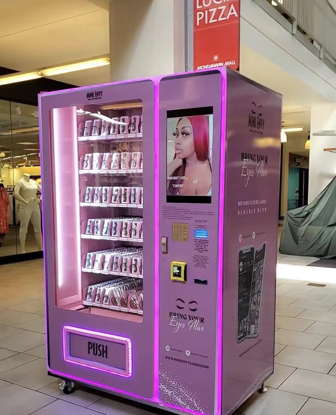 JW customized korean mini hair beauty vending machine pink eyelash hair nail cosmetic small vending machines for false lashes