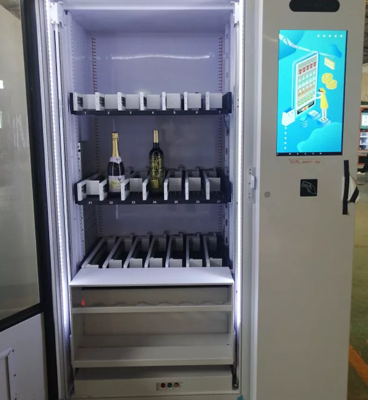 Automatic soup alcohol wine vending machine with 22 inch touch screen Bill Acceptor coin acceptor champagne vending machine