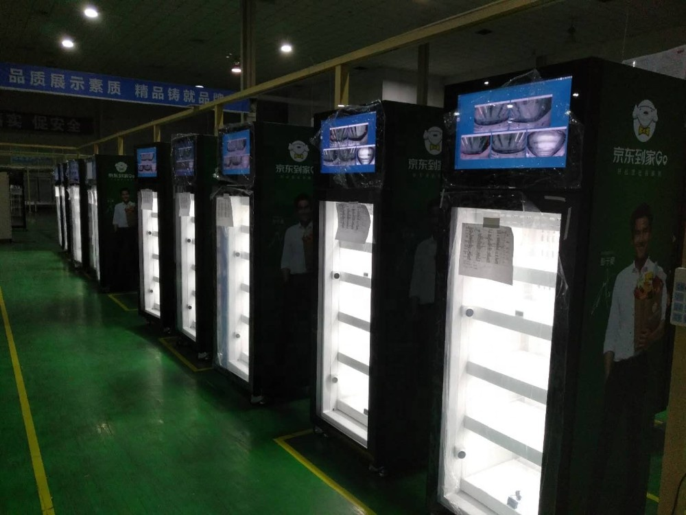 Smart fridge grab and go high tech vending machine for fruits fresh products vegetable drinks wifi /sim card Weight sensing