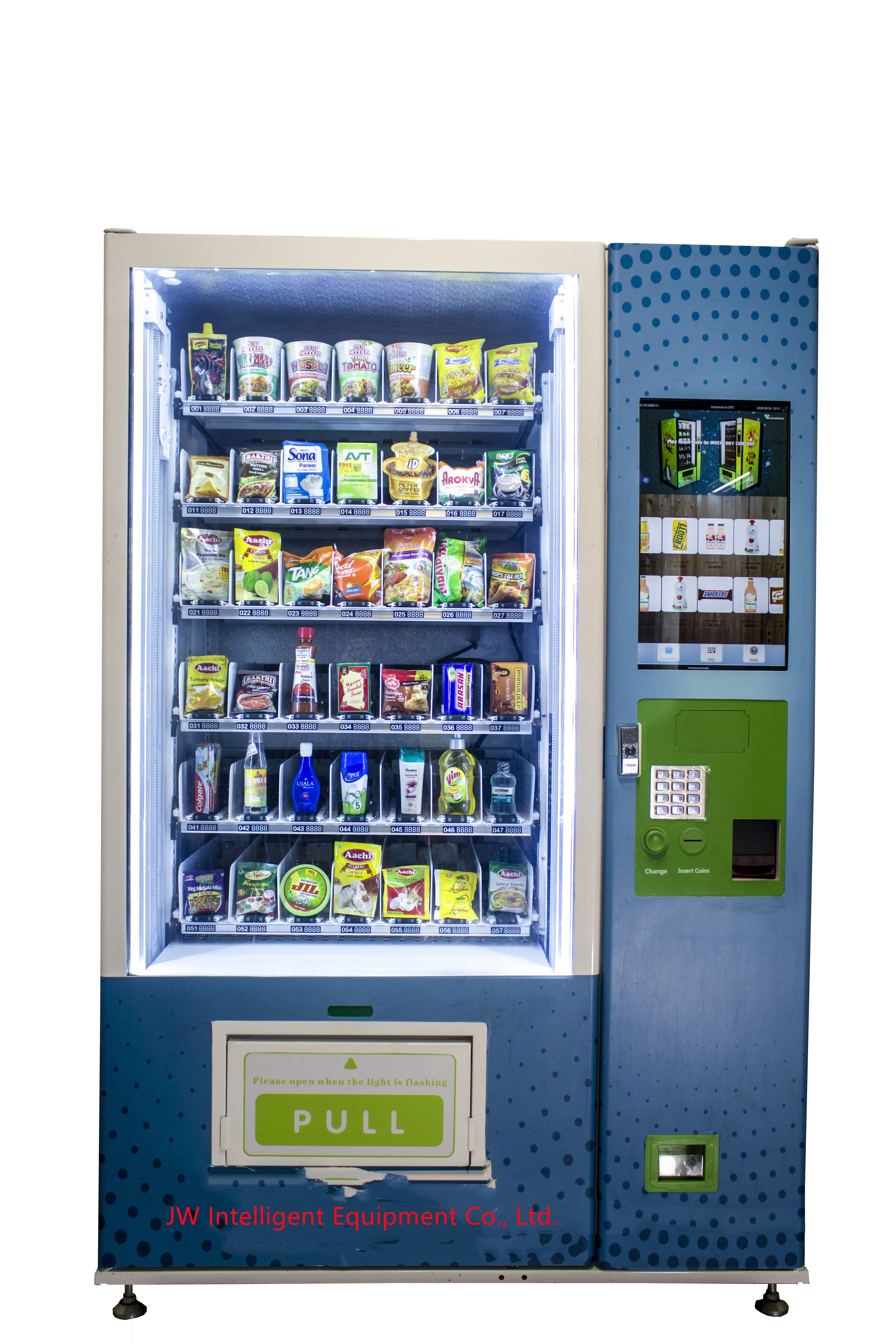 Smart 21.5 inch touch screen vending machine with lift and conveyor belt tray Customised vending machine