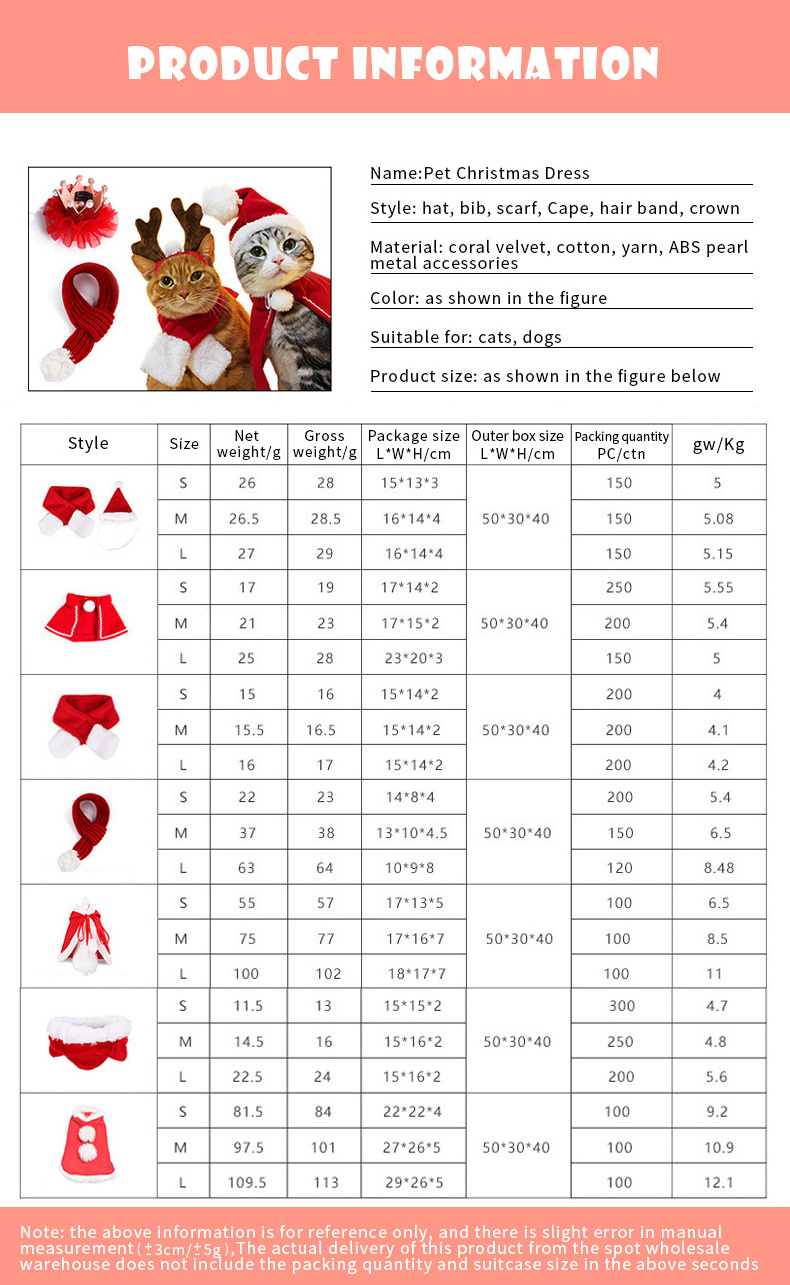 Wholesale Pet Christmas Hat Scarf Winter Cat Dog Puppy Pet Christmas Clothes