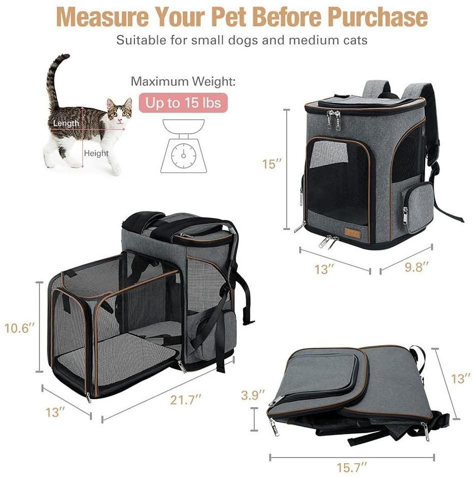 Cat Backpack Expandable Pet Carrier Backpack for Small Cats and Dogs, Airline-Approved Foldable Dog Carrier Backpack