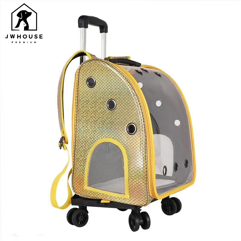 Pet Dog Trolley Backpack Portable Outdoor Cat Dog Carrier Bag Travel Suitcase For Pet Travel Transparent Case