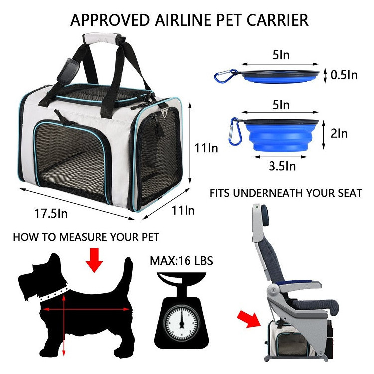 ZYZ PET Airline Approved High Quality Small Medium Cat Carrier Portable Oxford Puppy Pet Backpack Soft Pet Travel Carrier