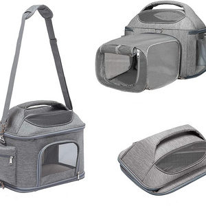 Airline Approved 3 Open Doors Pet Carrier Travel Bag Expandable Foldable Soft-Sided 2 Reflective Tapes Dog Carrier