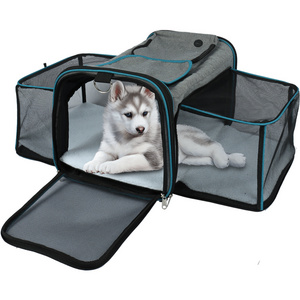 Medium Travel Pet Carrier Expand with 2 Pockets, Patented 2 Sides Expandable Pet Carrier Expand