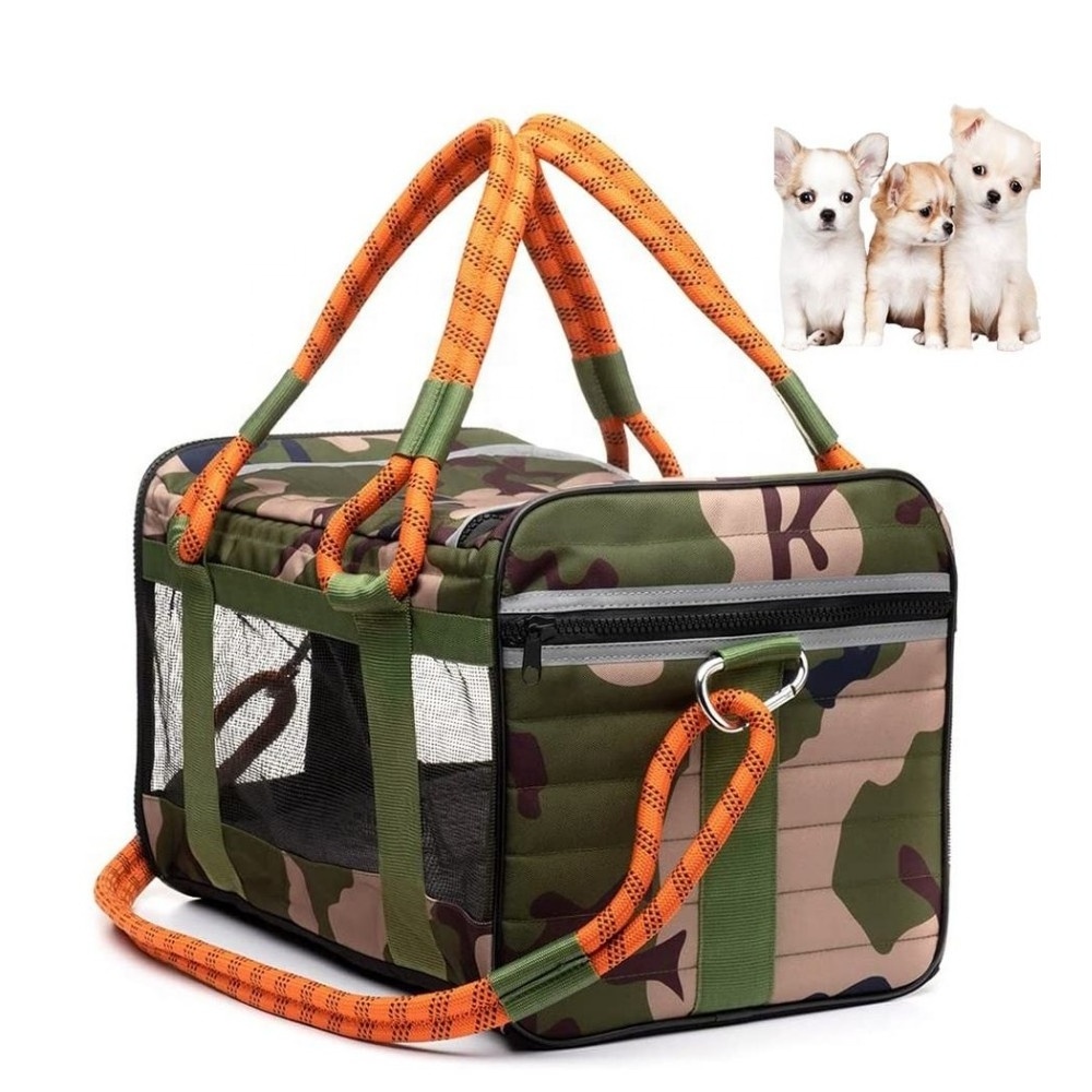 Portable Camouflage Oxford Cloth Soft Pet Carrier  Soft Sided Collapsible Travel Dog Carrier