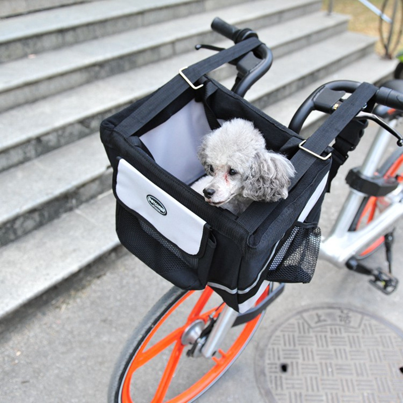 Durable Pet Bicycle Basket Carrier Bicycle Dog Leash Car Foldable Transport Bag Carrying Travel Seat For Puppy Cat Animal