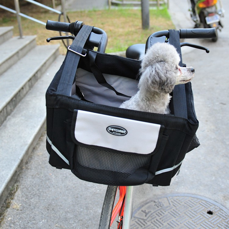 Durable Pet Bicycle Basket Carrier Bicycle Dog Leash Car Foldable Transport Bag Carrying Travel Seat For Puppy Cat Animal