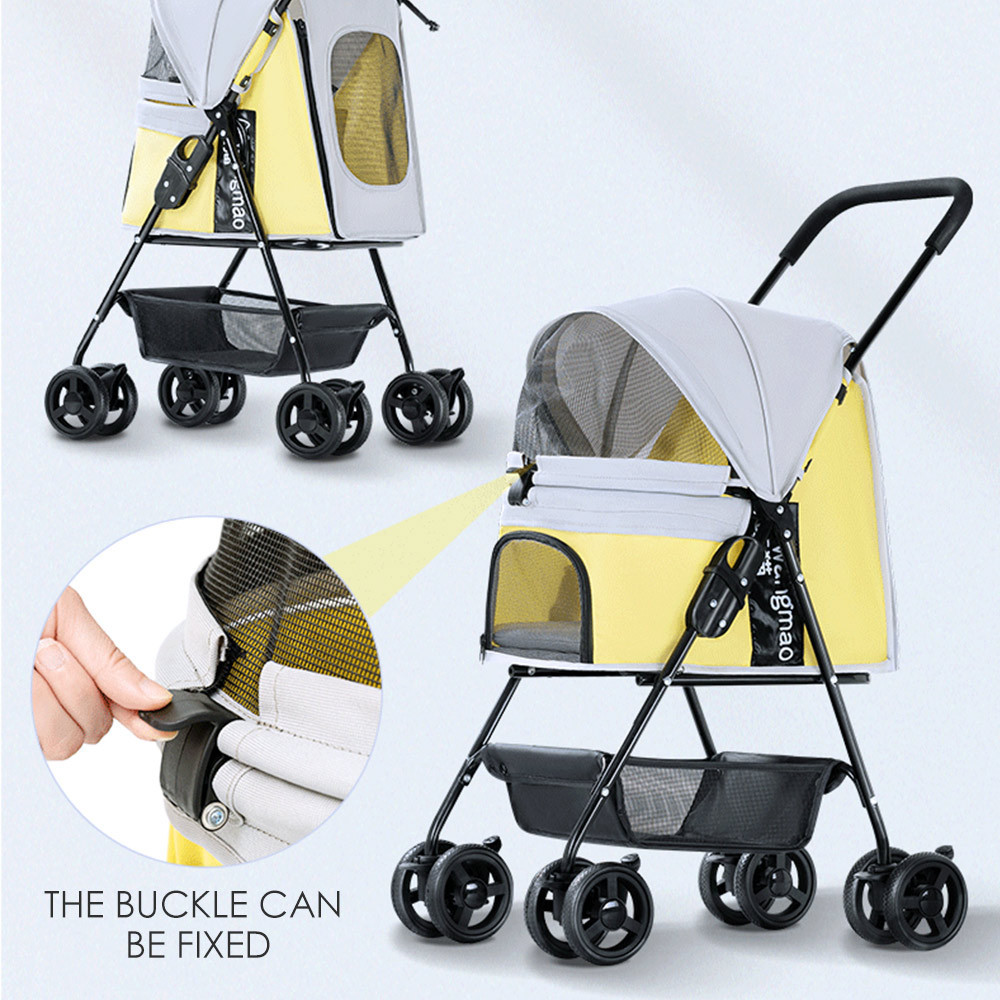 Pet Stroller Transporter Carrier For Dogs Detachable Foldable Portable  Windproof Newborn Cat Dog Four Wheeled Car