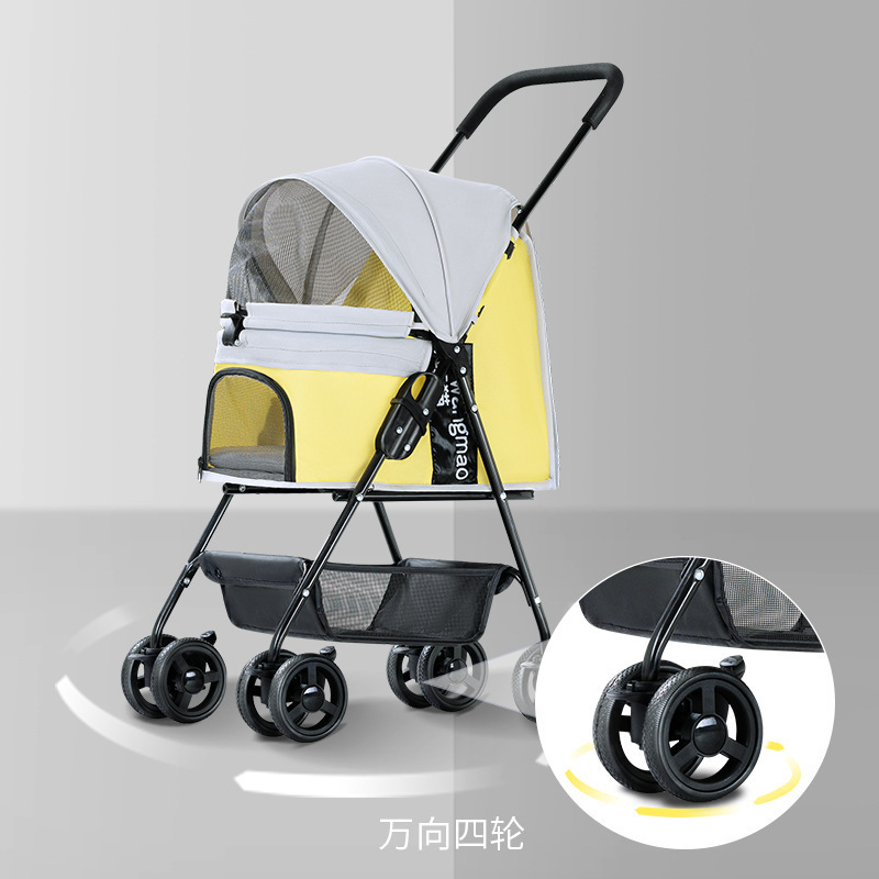 Pet Stroller Transporter Carrier For Dogs Detachable Foldable Portable  Windproof Newborn Cat Dog Four Wheeled Car