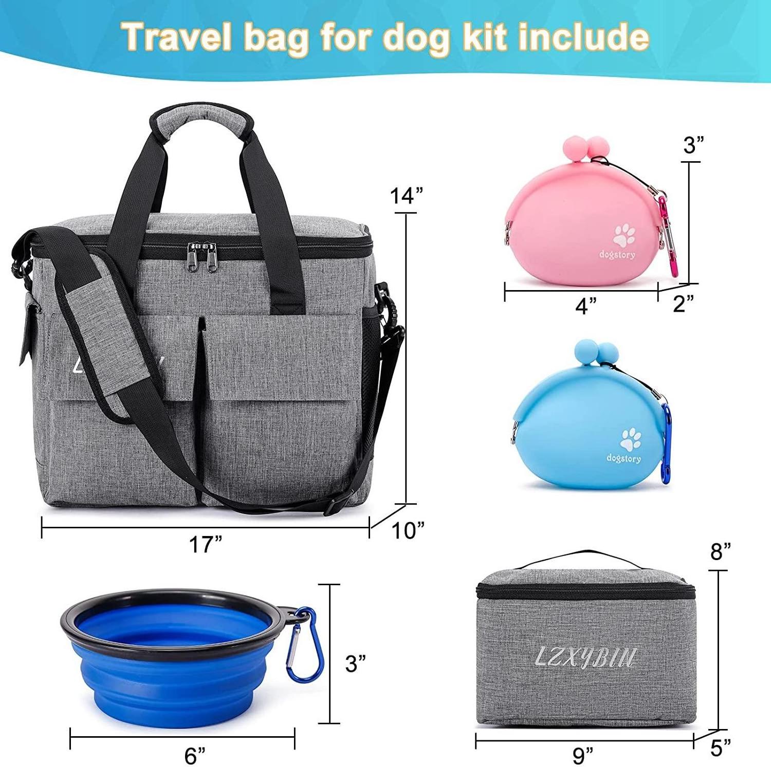 Dog Travel Bag, Airline Approved Pet Travel Diaper Bag with Multi-Function Pockets, Organizer,  Camping Gear