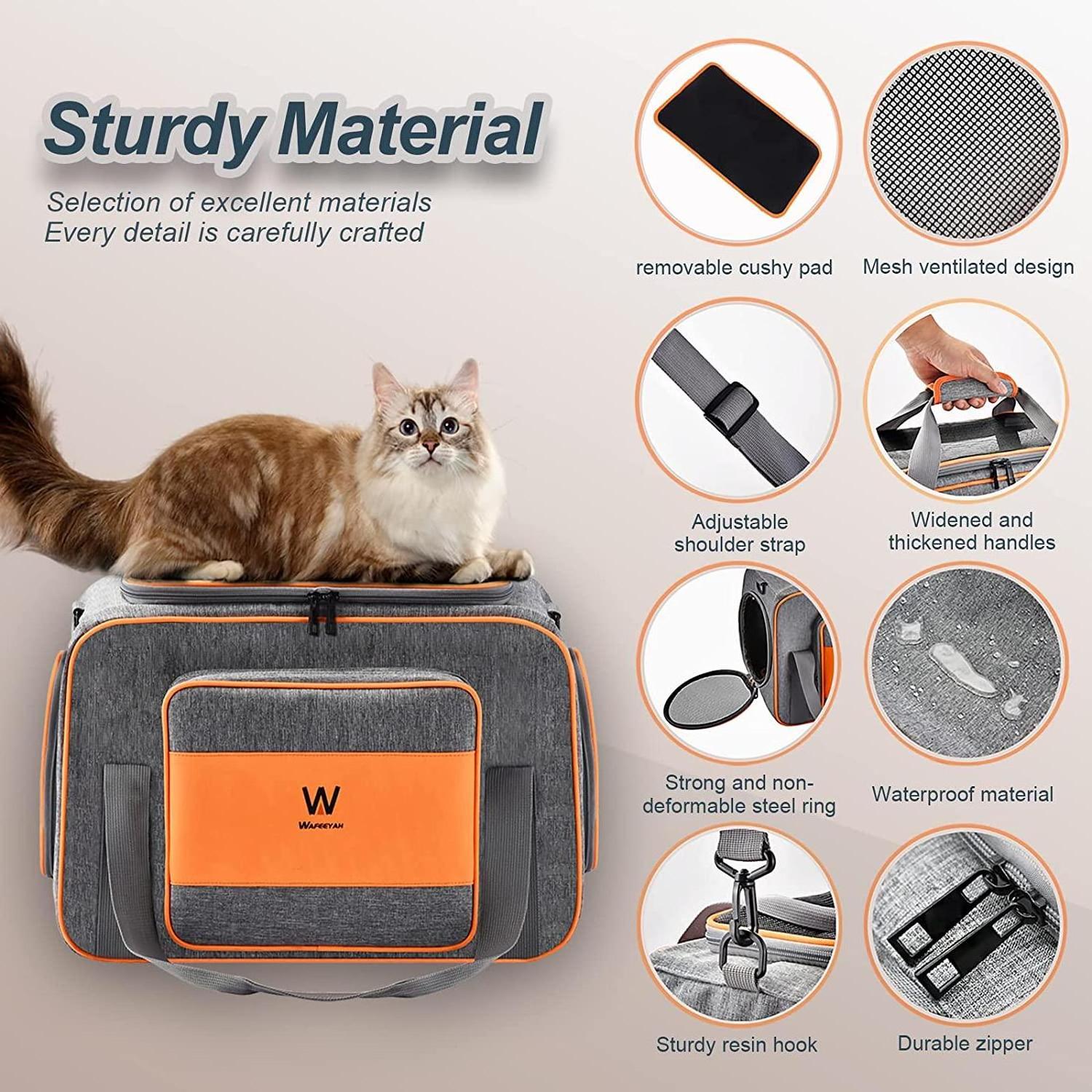 Cat Carrier Pet Carrier, Pet Travel Carrier for Medium Cats Dogs Under 25 lbs, Airline Approved Large Capacity Storage Bag