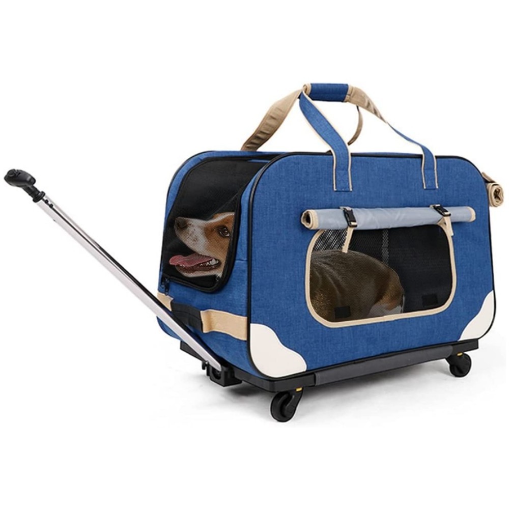 Pet Rolling Carrier with Wheels for Durable Handle Wheels,Breathable and Collapsible Rolling Carrier for Pets