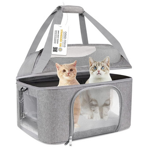 Cat Soft Side Pet Carrier for Collapsible Travel Dog Carrier, TSA Airline Approved Carrier for Large Cats 20 lbs