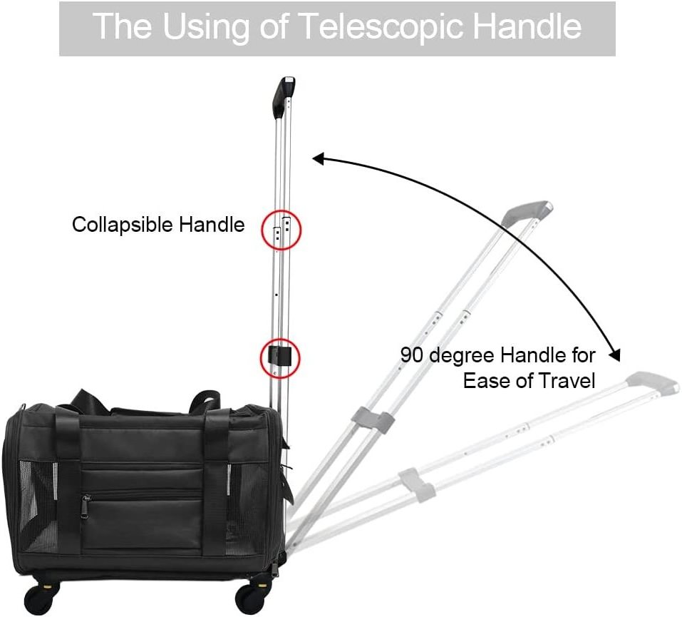 JW PET rolling travel airline approved dog carrier,pet carrier with wheels,rolling pet carrier  breathable