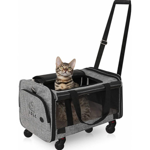 JW PET rolling travel airline approved dog carrier,pet carrier with wheels,rolling pet carrier  expandable removable wheels