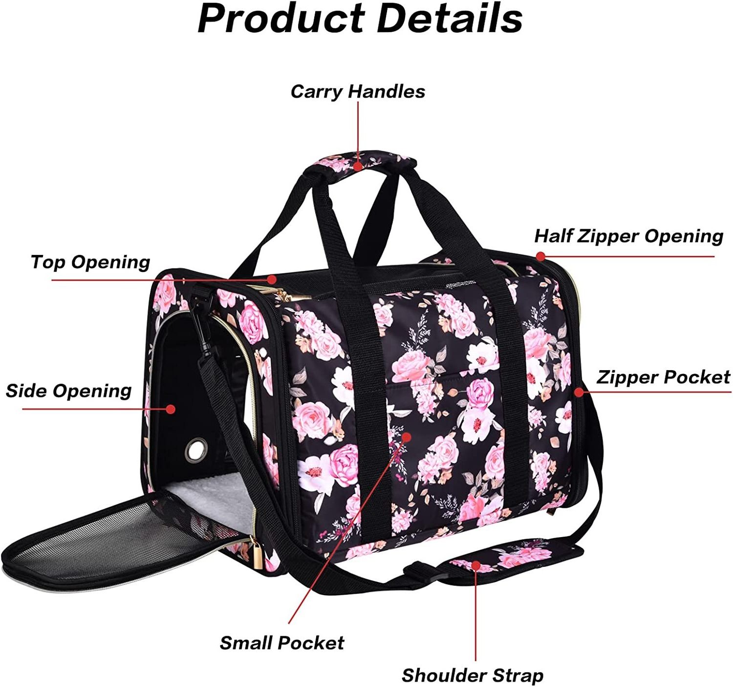 JW PET airline approved dog carrier,pet travel bag,cat travel carrier dog bag carrier Waterproof Expandable