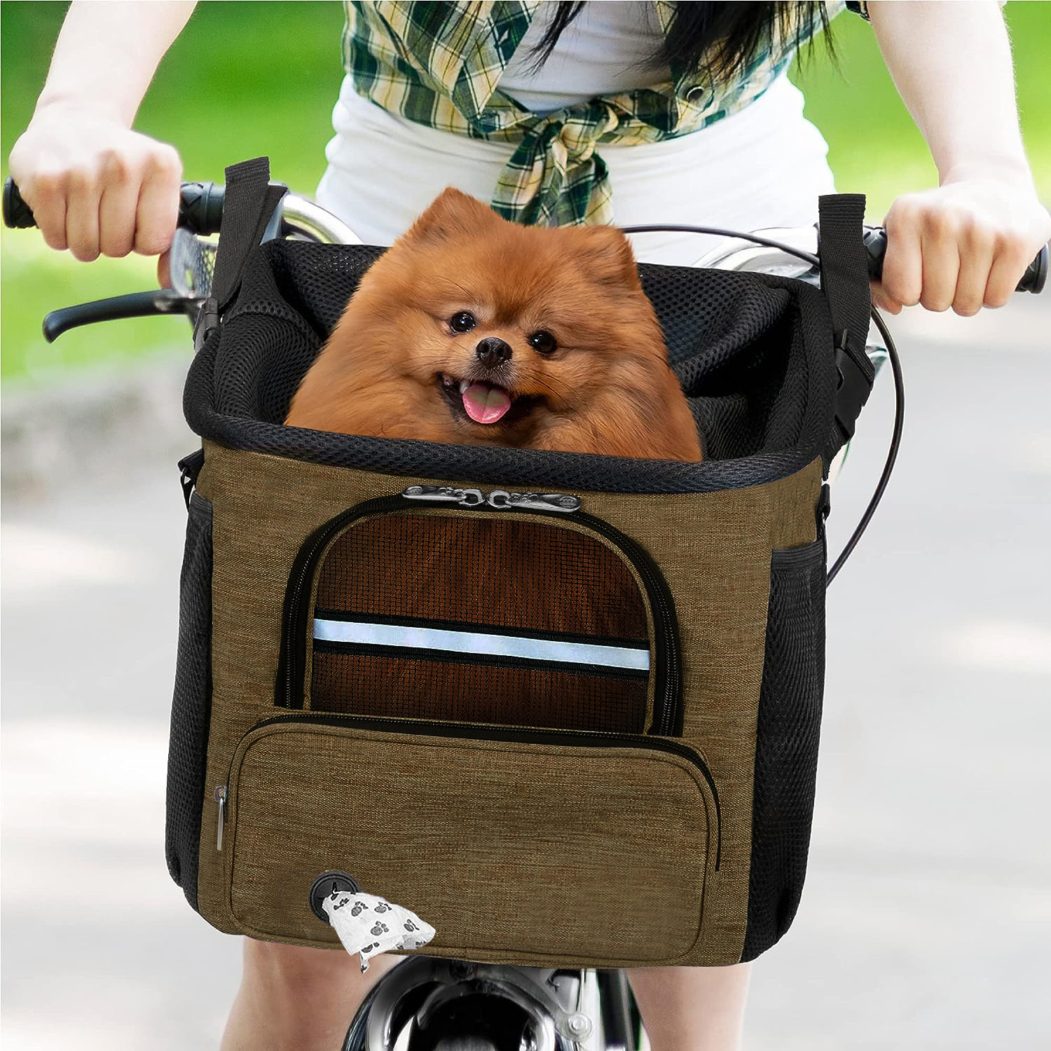 Front Removable Handlebar Quick Release Easy Install Folding Small Pet Bicycle Basket Dog Cat Bike Basket Carrier